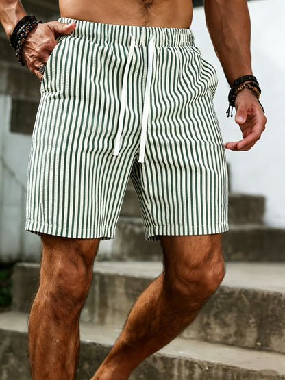 Bjorn Seersucker Stripe Drawstring Shorts_8