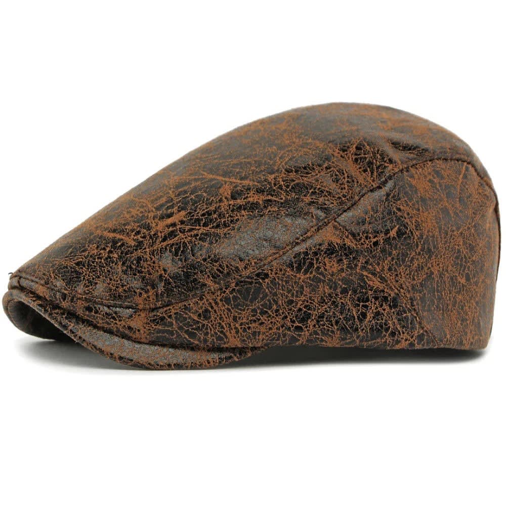 Chadwick Distressed Faux Leather Flat Cap