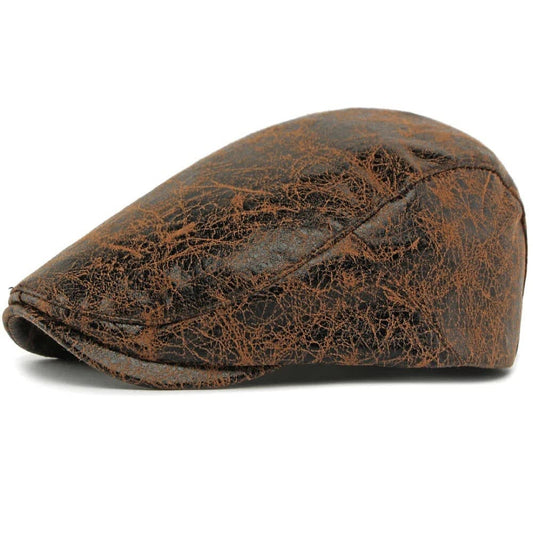Chadwick Distressed Faux Leather Flat Cap_1