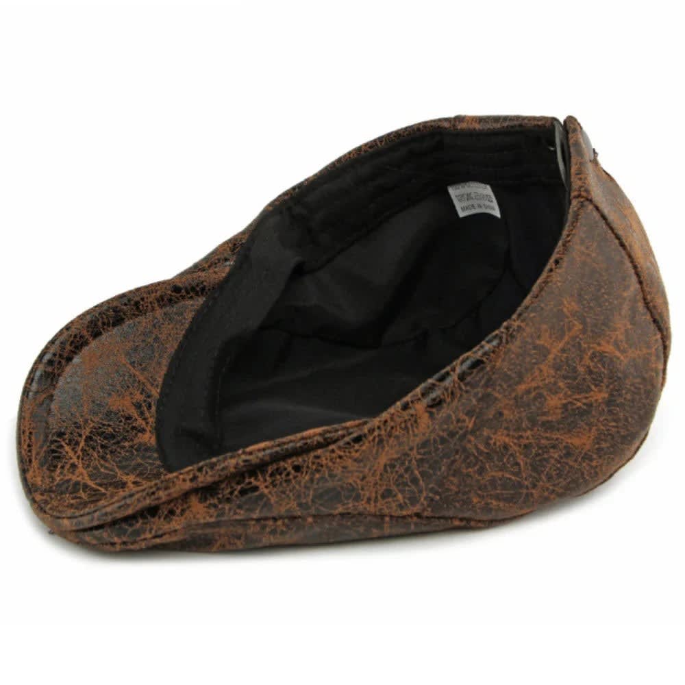Chadwick Distressed Faux Leather Flat Cap