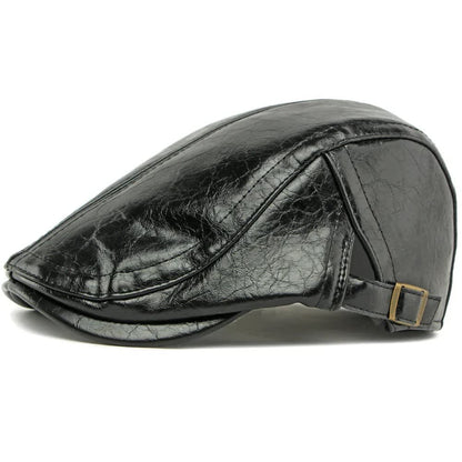Chadwick Distressed Faux Leather Flat Cap_6