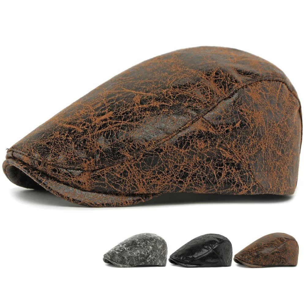 Chadwick Distressed Faux Leather Flat Cap