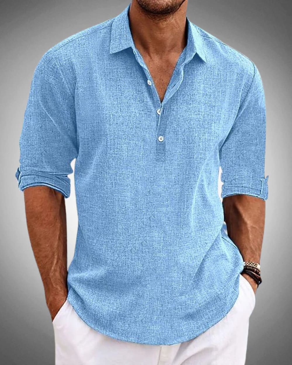 Herbert Cotton Popover Long Sleeve Shirt_3