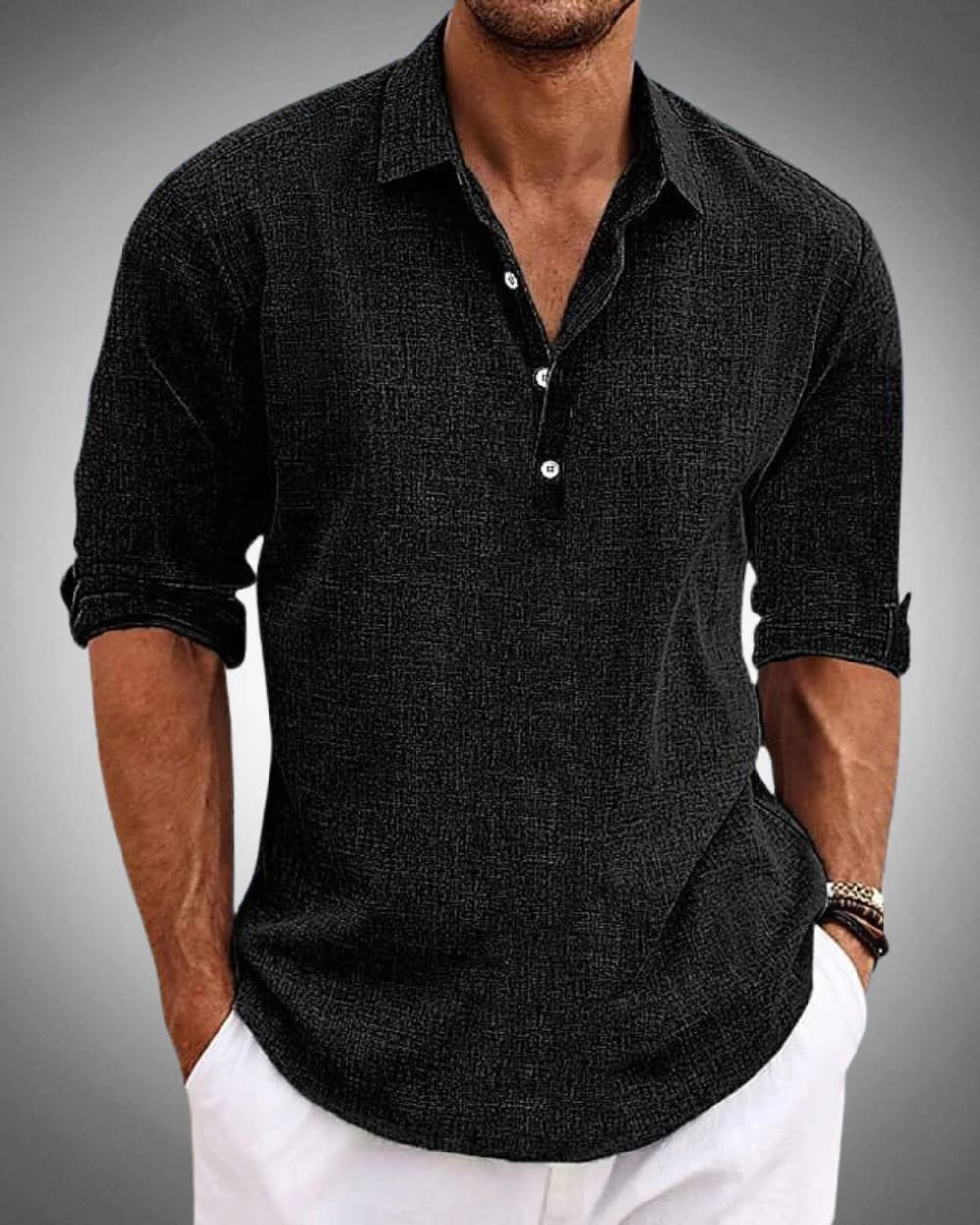 Herbert Cotton Popover Long Sleeve Shirt_5