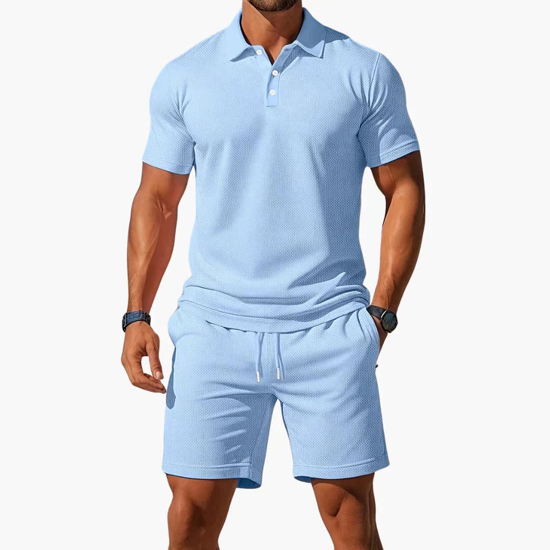 Axel Waffle Texture Polo and Shorts Set
