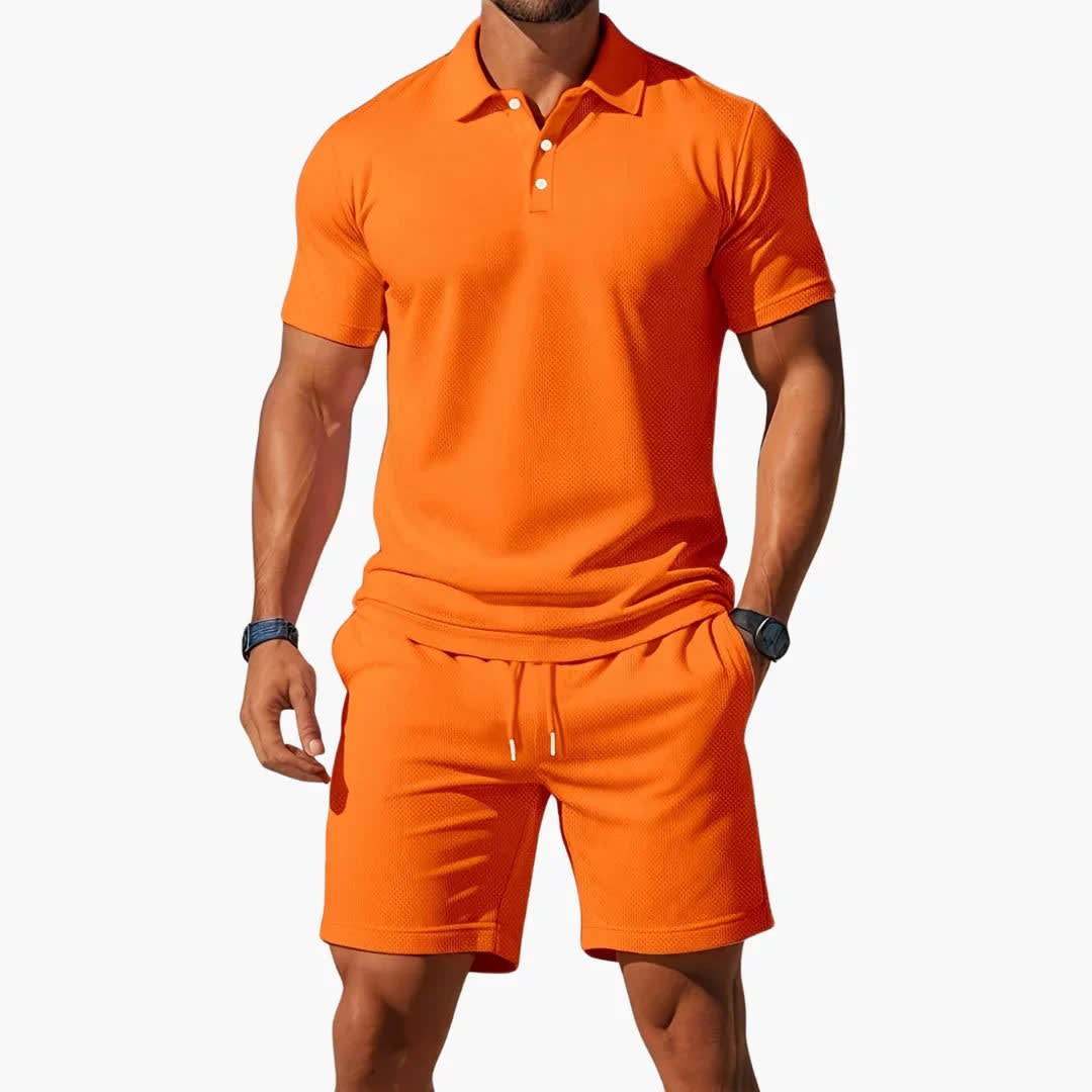 Axel Waffle Texture Polo and Shorts Set