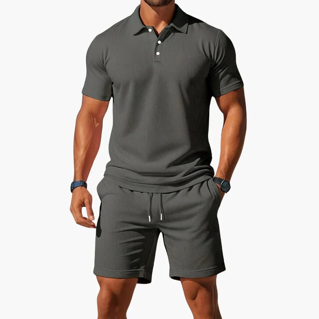 Axel Waffle Texture Polo and Shorts Set