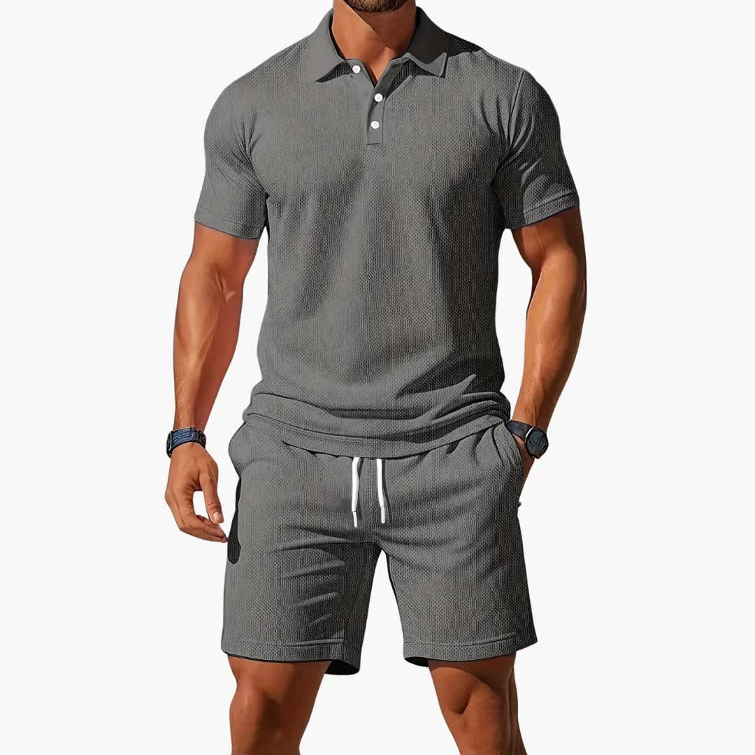 Axel Waffle Texture Polo and Shorts Set