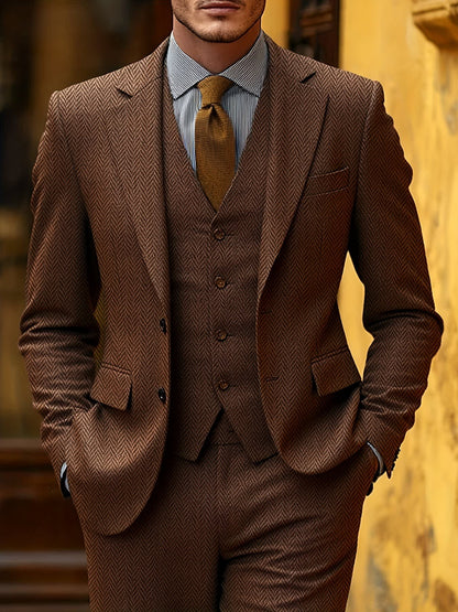 Mansfield Herringbone Three Piece Suit_1