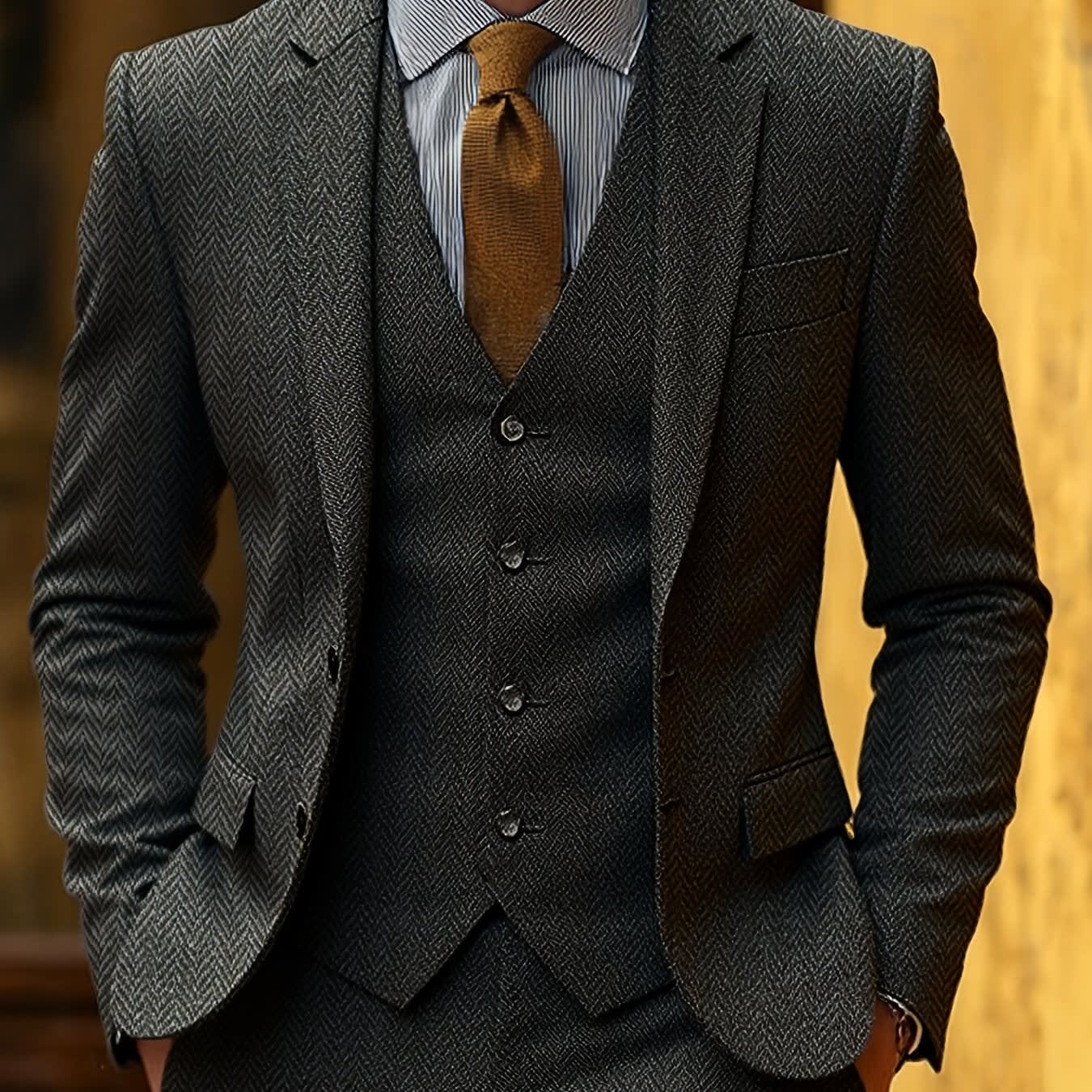 Mansfield Herringbone Three Piece Suit_13