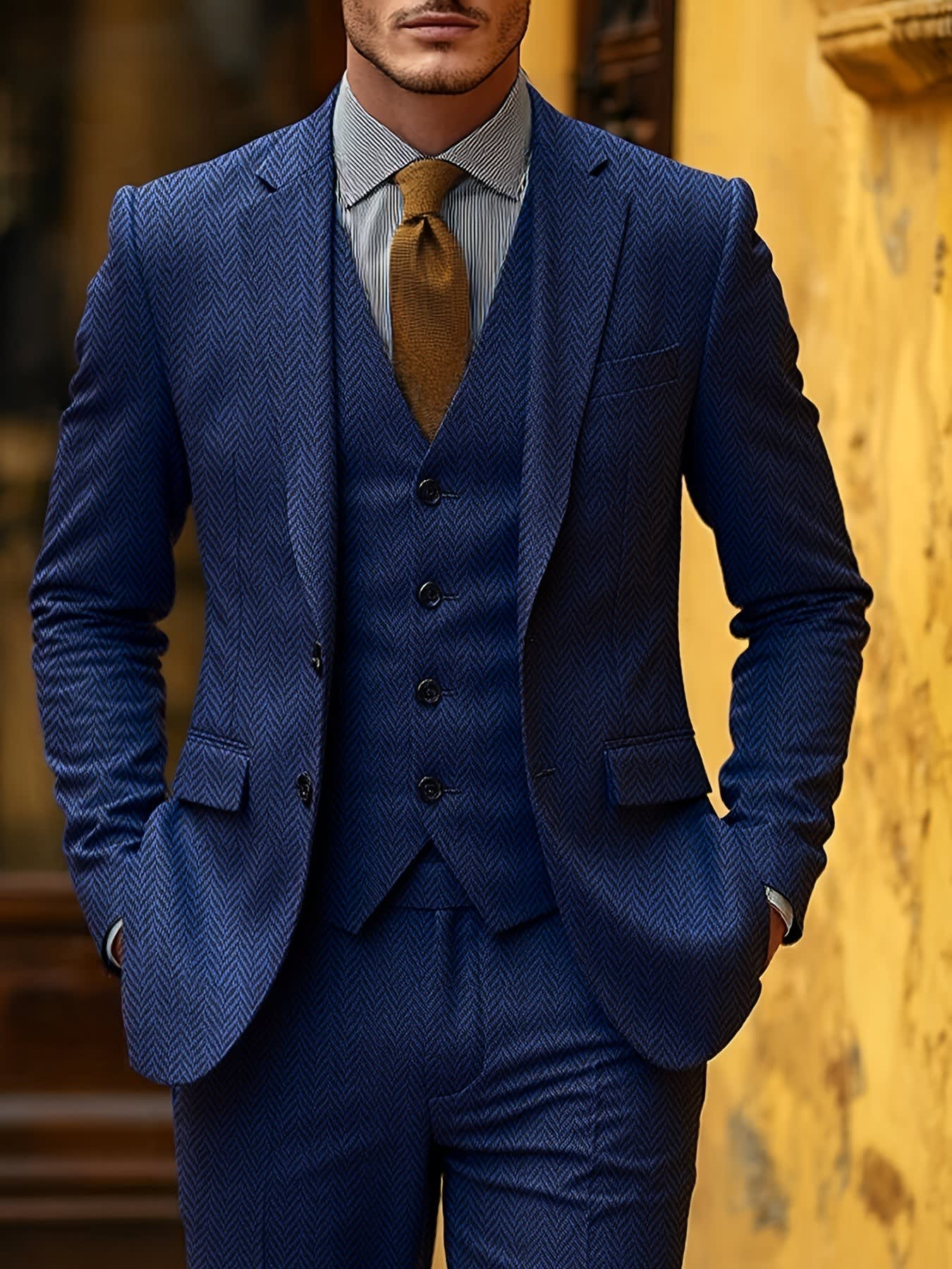 Mansfield Herringbone Three Piece Suit_3