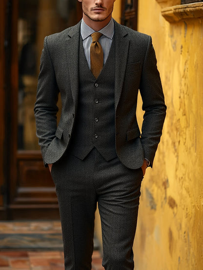 Mansfield Herringbone Three Piece Suit_5