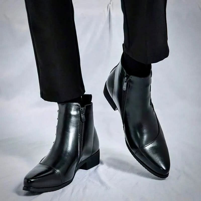 Lazarus Burnished Leather Side Zip Ankle Boots