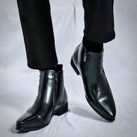 Lazarus Burnished Leather Side Zip Ankle Boots