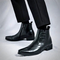 Lazarus Burnished Leather Side Zip Ankle Boots