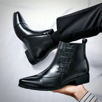 Lazarus Burnished Leather Side Zip Ankle Boots