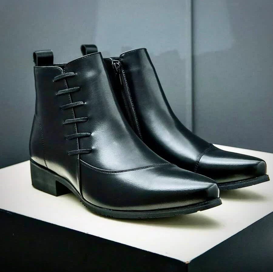 Lazarus Burnished Leather Side Zip Ankle Boots