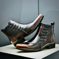 Lazarus Burnished Leather Side Zip Ankle Boots