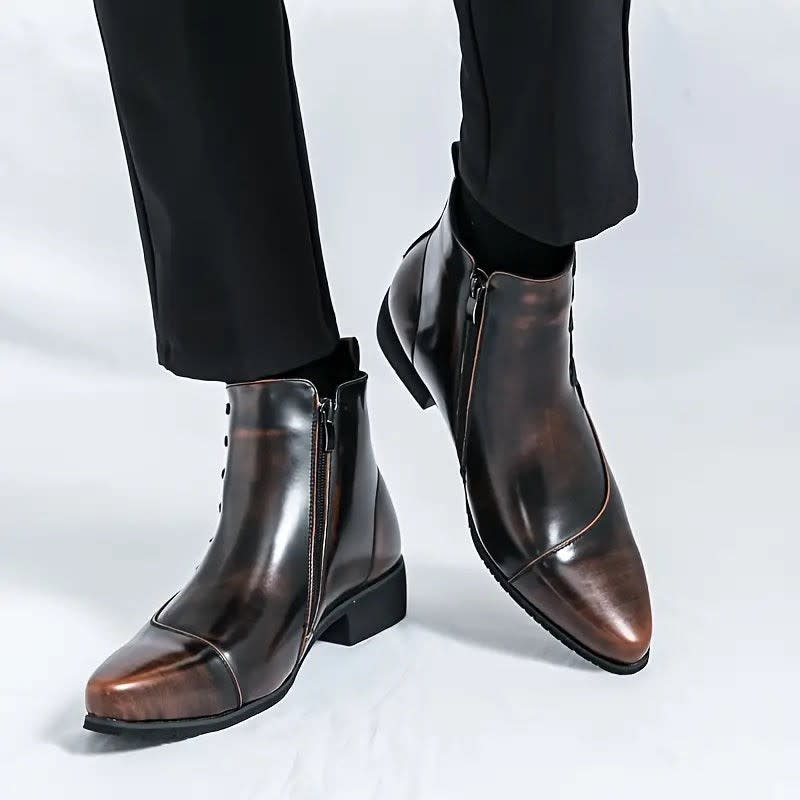 Lazarus Burnished Leather Side Zip Ankle Boots
