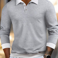 Bastian Waffle Texture Long Sleeve Polo