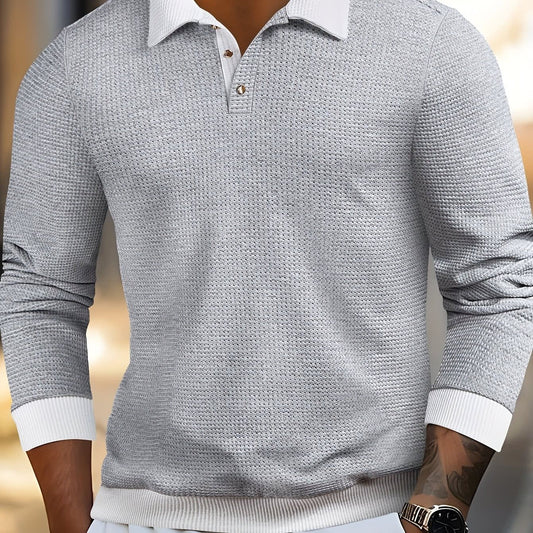 Bastian Waffle Texture Long Sleeve Polo_1