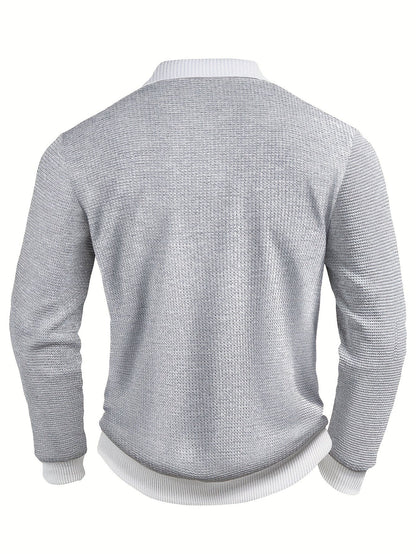 Bastian Waffle Texture Long Sleeve Polo_2