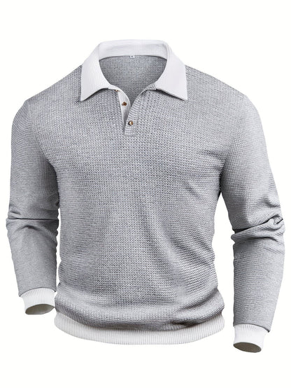Bastian Waffle Texture Long Sleeve Polo_3