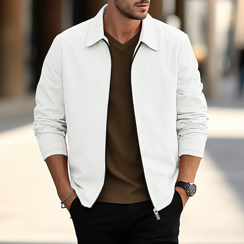 Devlin Waffle Texture Zip Overshirt