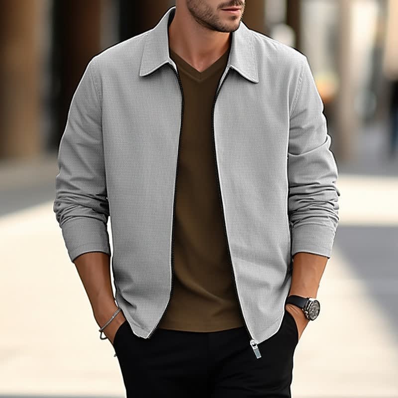Devlin Waffle Texture Zip Overshirt