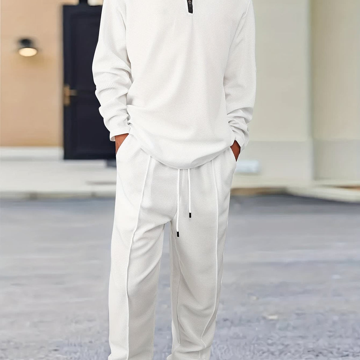 Garland Waffle Knit Half Zip Top And Trousers Set