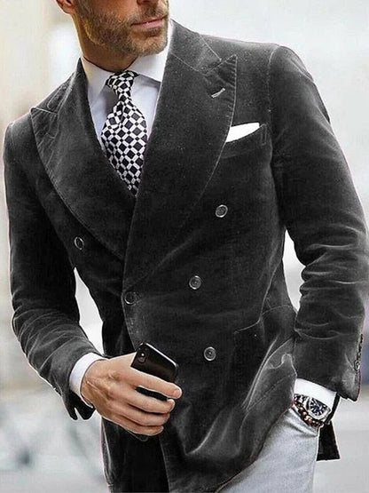 Patrick Velvet Peak Lapel Six Button Blazer_1