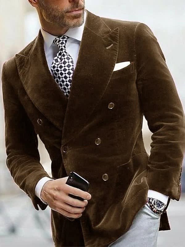 Patrick Velvet Peak Lapel Six Button Blazer_4