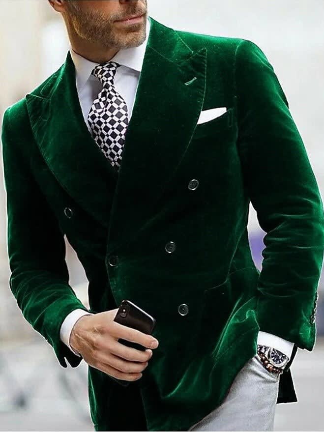 Patrick Velvet Peak Lapel Six Button Blazer_5
