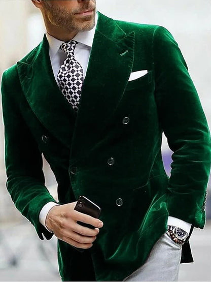 Patrick Velvet Peak Lapel Six Button Blazer_5