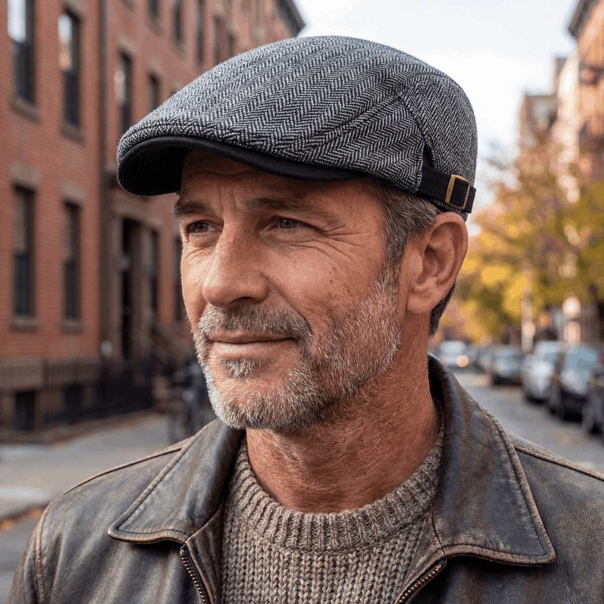 Alton Herringbone Textured Flat Cap