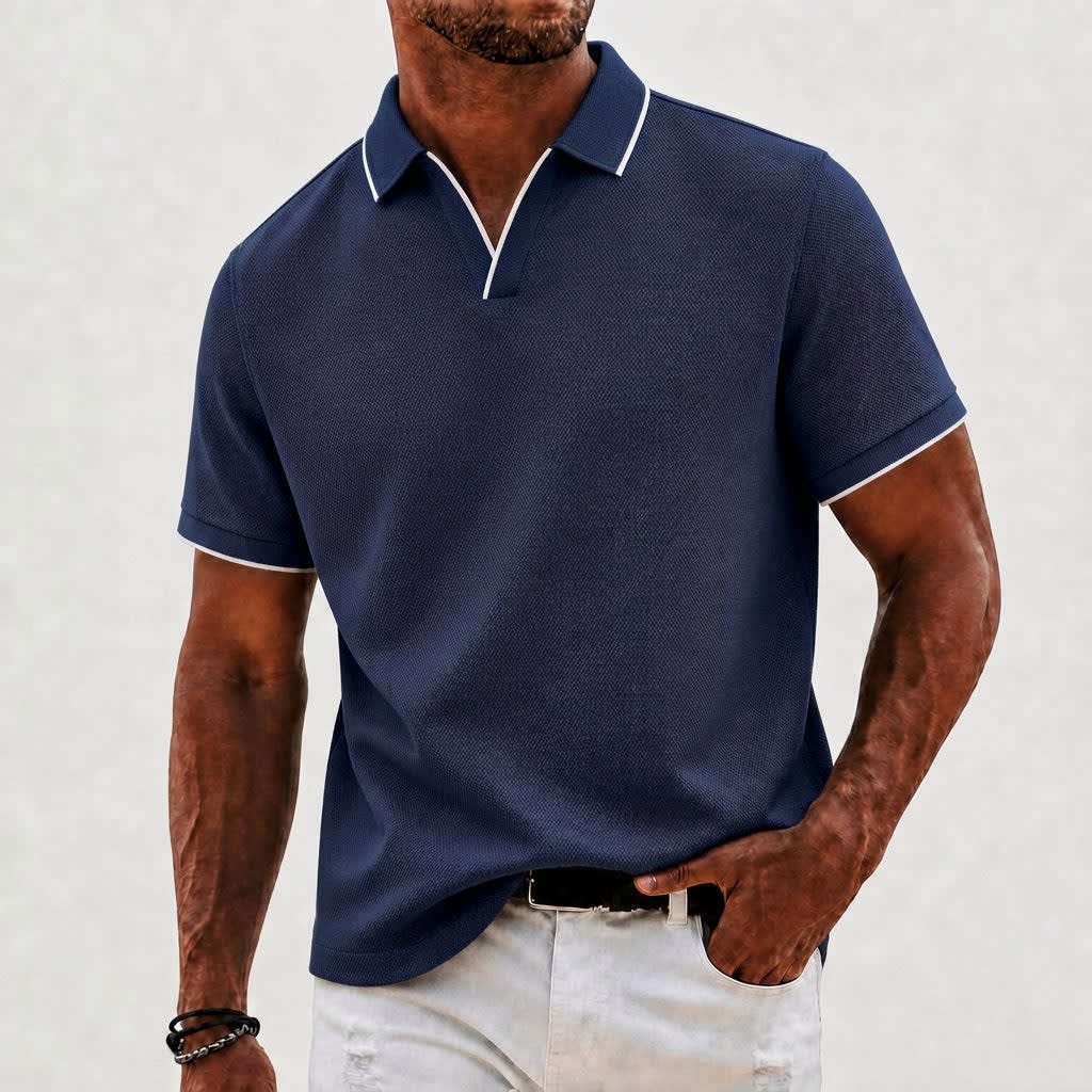 Hamish Contrast Tipped Textured Polo_5