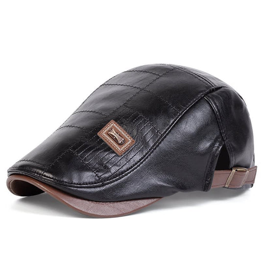 Raphael Quilted Faux Leather Flat Cap_1
