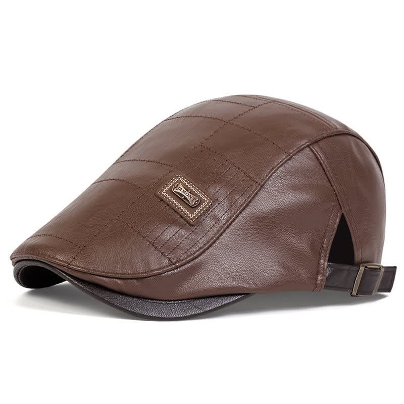 Raphael Quilted Faux Leather Flat Cap