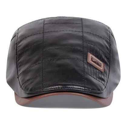 Raphael Quilted Faux Leather Flat Cap_7
